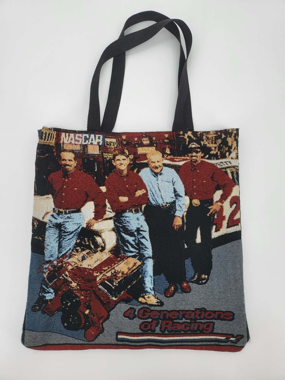 Men's Black Tote Bag with Racing Graphic